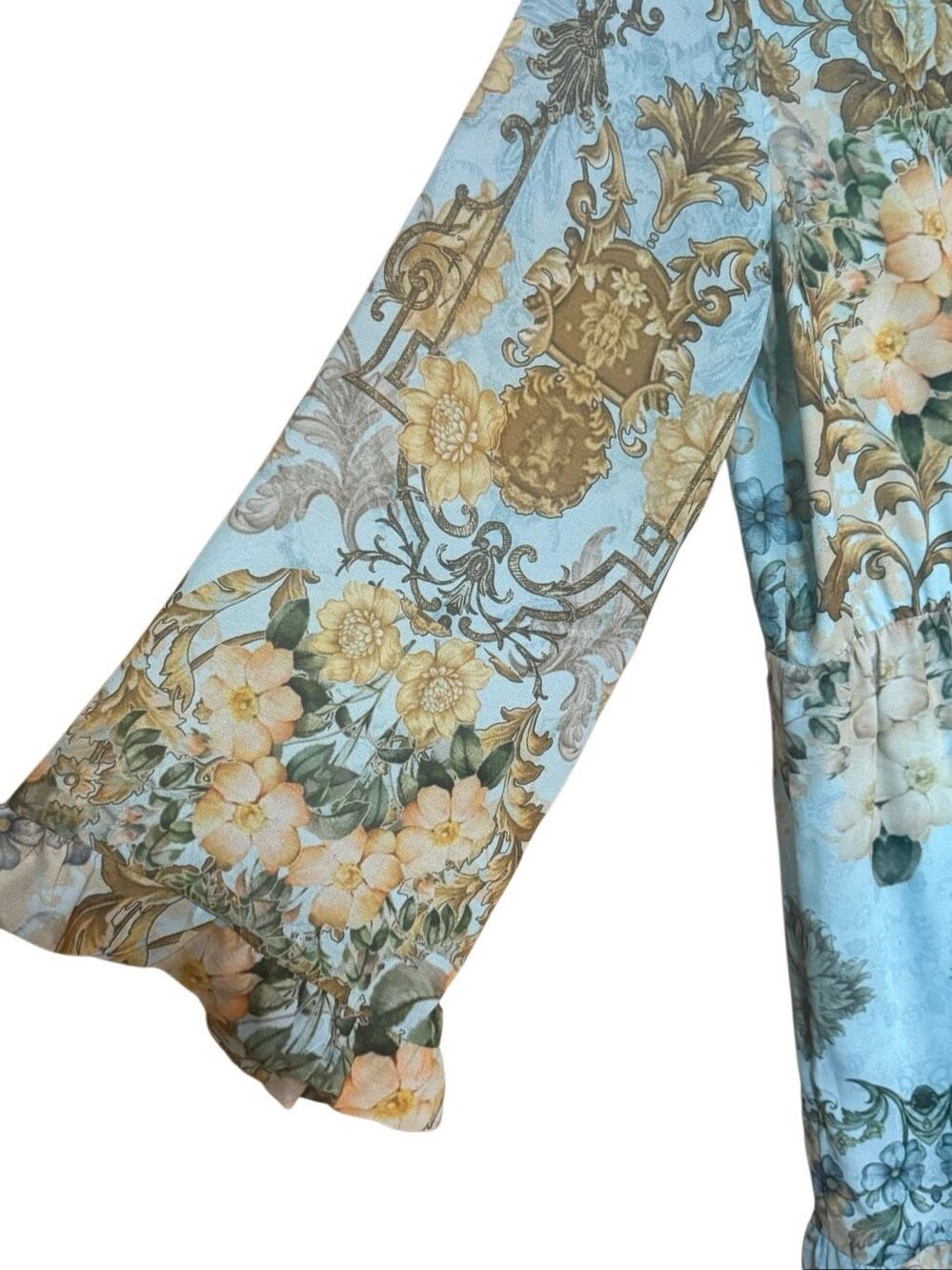 Soft Surroundings Baroque Maxi Dress Tiered Floral Lined Beaded Size Small - Picture 6 of 8